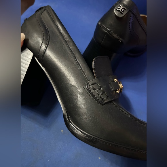 Sam Edelman Quincy Black Squared Toe Stacked High Heel Slip On Fashion Loafers - Picture 8 of 12